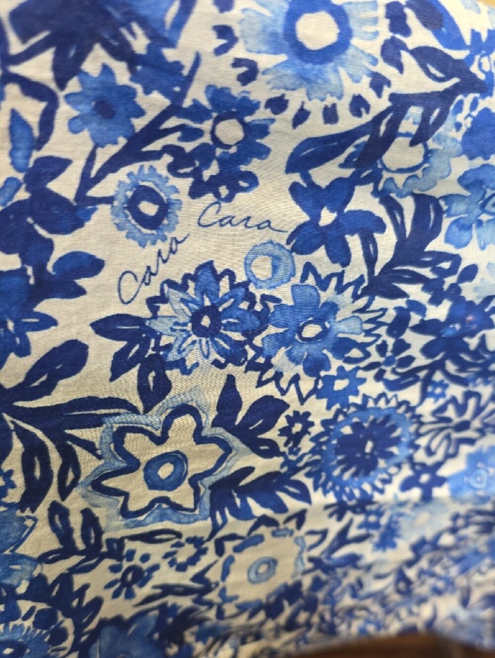 Cara Cara Blue Floral Smocked Midi Dress - Size XS - Picture 4 of 9